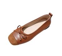 Generisch Ballerine da donna con fiocco, comode per passeggiate nella vita di tutti i giorni, marrone, 38 EU
