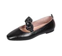 Generisch Ballerine da donna con grande fiocco e punta quadrata, eleganti pantofole piatte per l'ufficio, una festa di matrimonio o una passeggiata in città., Stile E01 nero, 39 EU