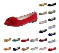 Generisch Ballerine da donna con suola traspirante, morbida, in finta pelle scamosciata, piatta, elegante, con supporto metatarso, suola leggera, flessibile, per il lavoro, Colore: rosso, 43 EU