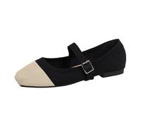 Generisch Ballerine da donna eleganti combinate con design a maglia bicolore. Scarpe basse con cinturino alla caviglia e punta a punta. Comode Mary Jane per l'ufficio e la vita quotidiana, Stile B02