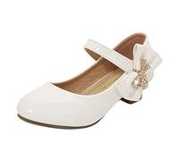Generisch Ballerine da ragazza, Mary Jane, scarpe basse, eleganti, morbide e comode, leggere, alla moda, da principessa, per la scuola, per matrimoni, feste di compleanno, campus, bianco, 26 EU