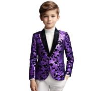 Generisch Bambini, balli di fine anno, tinta unita, alla moda, paillettes, vestibilità stretta, maniche lunghe, giovani, casual, Lilla, 12YT