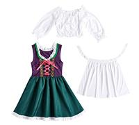 Generisch Bambini neonato bambina estate stampa cotone Oktoberfest manica corta top principessa abito grembiule abiti abiti abiti, verde, 5-6 Anni