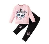 Generisch Bambino Bambini Bambini Bambino Bambino Bambino Ragazza Manica Lunga Carino Cartoon Animali Top Camicetta Leopardo Pantaloni Pantaloni Abbigliamento Set 2 PZ, Colore: rosa., 4-5 Anni