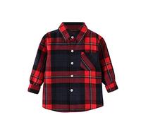 Generisch Bambino Flanella Giacca Plaid Manica Lunga Button-Down Shacket Baby Ragazzi Ragazze Borse Camicia Top Coat Outwear, Nero , 18-24 Mesi
