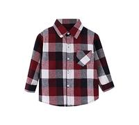 Generisch Bambino Flanella Giacca Plaid Manica Lunga Button-Down Shacket Baby Ragazzi Ragazze Borse Camicia Top Coat Outwear, bianco, 6-7 Anni