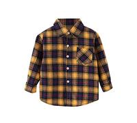 Generisch Bambino Flanella Giacca Plaid Manica Lunga Button-Down Shacket Baby Ragazzi Ragazze Borse Camicia Top Coat Outwear, giallo., 12-18 Mesi