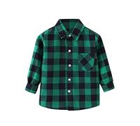 Generisch Bambino Flanella Giacca Plaid Manica Lunga Button-Down Shacket Baby Ragazzi Ragazze Borse Camicia Top Coat Outwear, verde, 18-24 Mesi