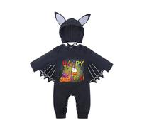 Generisch Bambino, pipipistrello, cosplay, il mio primo vestito di Halloween, neonato, ragazzo, costume nero a maniche lunghe, con cappelli (Black2, 12-18 mesi)