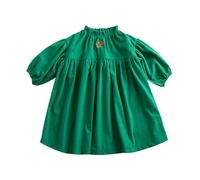 Generisch Bambino Ragazza Stampato Manica Lunga Cord Abito Tinta Unita Principessa Abito Storia Avvento 24 Capitoli, verde, 2-3 Anni