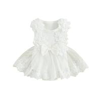 Generisch Bambino Ragazza Vestiti Pizzo Pagliaccetto Gonna Abiti Senza Maniche Neonato Vestito Pantaloni Pioggia Bicicletta, bianco, 0-3 Mesi