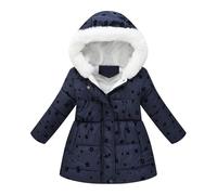 Generisch Bambino Ragazzi Ragazze Cappotto Invernale Con Cappuccio Giacca Addensare Antivento Cerniera Calda Capispalla Senza Pancia Top Donna, Blu marino, 9-10 Anni