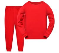 Generisch Bambino Ragazzo Ragazza Manica Lunga Stampe Solide T Shirt Top Pantaloni Lunghi Abiti Per Bambini, Colore: rosso, 7-8 Anni