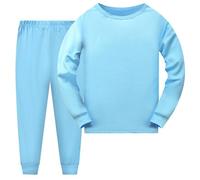 Generisch Bambino Ragazzo Ragazza Manica Lunga Stampe Solide T Shirt Top Pantaloni Lunghi Abiti Per Bambini, Azzurro, 2-3 Anni