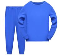 Generisch Bambino Ragazzo Ragazza Manica Lunga Stampe Solide T Shirt Top Pantaloni Lunghi Abiti Per Bambini, Blu, 5-6 Anni