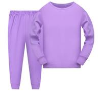 Generisch Bambino Ragazzo Ragazza Manica Lunga Stampe Solide T Shirt Top Pantaloni Lunghi Abiti Per Bambini, Lilla, 7-8 Anni