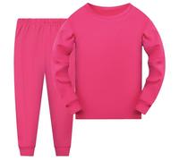 Generisch Bambino Ragazzo Ragazza Manica Lunga Stampe Solide T Shirt Top Pantaloni Lunghi Abiti Per Bambini, rosa intenso, 9-10 Anni