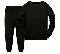 Generisch Bambino Ragazzo Ragazza Manica Lunga Stampe Solide T Shirt Top Pantaloni Lunghi Abiti Per Bambini, Nero , 2-3 Anni