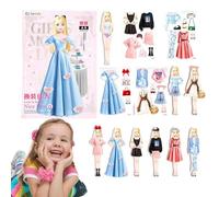 Generisch Bambole magnetiche da indossare - Bambole di carta magnetiche, da principesse magnetiche, in carta, puzzle magnetico portatile, senza sbavature, per ragazze per il compleanno