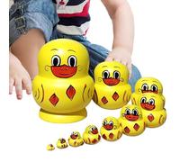 Generisch Bambole Matrioska per adulti, 10 pezzi, disegno animale, dipinte a mano, statuine in legno fatte a mano, per la decorazione per camera da, cameretta dei bambini e festività