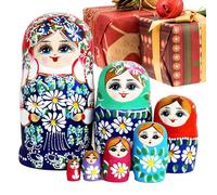 Generisch Bambole russe, set di legno, giocattoli impilabili con motivo a per bambini e adolescenti, collezionisti, decorazioni interattive per giochi per regali di compleanno