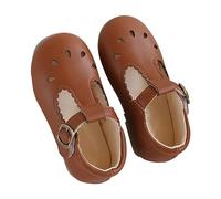 Generisch Barefoot, scarpe per bambini, scarpe basse, eleganti, in stile preppy, traspiranti, per bambini, per la primavera/estate, suola morbida, con fibbia cava, scarpe da trekking, marrone, 25 EU