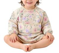 Generisch Bavaglino a forma di smock, accessorio impermeabile per l'avventura, bavaglino a maniche lunghe, per bambini e bambine da 6 a 36 , per nutrire e allattare, 2, Siehe Beschreibung