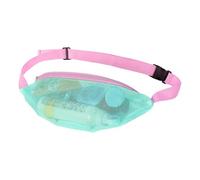 Generisch Beach Mesh Fanny Pack - Borsa da spiaggia in rete regolabile, con grande capacità per il nuoto, il materiale a rete traspirante e resistente, Nastro verde rosa, vedi descrizione, Vedi