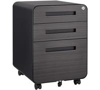 Generisch Bedside Table,3-Drawer Mobile File Cabinet - Under Desk Office Storage, Fits Legal/Letter/A4 Files, design a 5 ruote, anti-tilting, acciaio freddo, impermeabile e resistente all'umidità