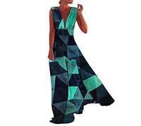 Generisch Belle Dress Up Per Ragazze Donne Casual Boho Print Abito Con Chiusura a Strappo, Scollo A V Come Modello Lungo Senza Sgombri Per Le Vacanze E Eleganti Occasioni Midi Abiti Da Donna, verde