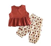 Generisch Bellissimo e comodo, leggero, elegante, pratico, versatile, alla moda, per le vacanze, con pantaloncini floreali, due pezzi, per un regalo unico, Colore: rosso, 4-5 Jahre