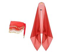 Generisch Belly Dance Veil Porch - Costume da, vestito con sciarpa con paillettes, divertente statua animale primaverile Dress up per statuetta da giardino da 23 pollici 17 pollici