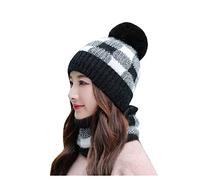 Generisch Berretto con floccaggio, ciclismo termico, caldo berretto invernale lavorato a maglia, berretto La Caps, Nero , Taglia unica