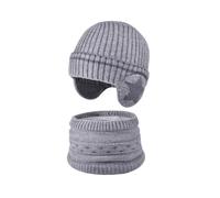 Generisch Berretto con sciarpa da uomo, cappello + scarf set caldo berretto per 5 anni 14 anni Old Boys Girls Sciarpa da uomo blu, grigio., Taglia unica