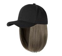 Generisch Berretto da baseball con extension per capelli, dritto, corto, regolabile, rimovibile, parrucca, cappello per biondo cenere misti, biondo sbiancato, look partner