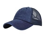 Generisch Berretto da baseball da uomo e donna, in denim, stile retrò, slavato e distrutti, in pizzo, Blu marino, Taglia unica