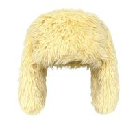 Generisch Berretto invernale con orecchie da coniglio, morbido cappuccio per orecchie per calore e stile dolce, giallo., Taglia unica