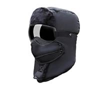 Generisch Berretto invernale da uomo con maschera e occhiali rimovibili, funzionale berretto da aviatore per protezione dal freddo, impermeabile per attività all'aperto, Stil_s01 Nero, Taglia unica