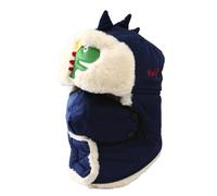 Generisch Berretto invernale per bambini con foulard coordinato e paraorecchie, antivento, ideale per il freddo, pattinaggio all'aperto, per ragazzi e ragazze, Blu marino, 6 M-3 Y