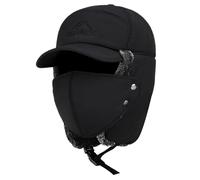 Generisch Berretto invernale tre in uno, maschera facciale, cappello da uomo e donna, con paraorecchie integrale (nero, taglia unica)