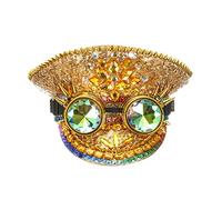 Generisch Berretto per la festa dei vigili del fuoco, realizzato a mano, con strass, per feste, spettacoli sul palcoscenico, accessorio per carnevale da donna (oro, M)