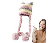 Generisch Berretto peruviano lavorato a maglia con paraorecchie, caldo per il freddo, per ragazze e adulti, viaggi, campeggio, gite, incontri, Colore: rosa., L