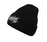 Generisch Berretto unisex con scritta gotica, berretto lavorato a maglia in stile metallico, berretto invernale con logo ricamato per uomo e donna, Stil_t01 Nero, Taglia unica