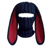 Generisch Berretto unisex lavorato a maglia con orecchie lunghe di coniglio - Divertente berretto Balaclava per festival e feste | Copricapo originale in stile Y2K, Stil_w05 Nero, Taglia unica
