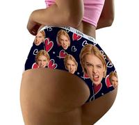 Generisch Biancheria intima con motivo a cuore, per San Valentino, con inserti in pizzo, comode e morbide, elasticizzate, da donna, per il tempo libero, con lettere d'amore, Blu marino, M