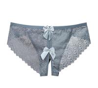 Generisch Biancheria intima da donna, pizzo, cava, cavallo aperto, pantaloncini, puro desiderio intrigante fiocco, grigio., M