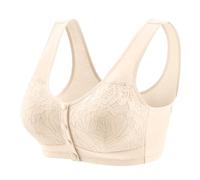 Generisch Biancheria intima Medio Reggiseni Più Vecchio Gilet Sottile Confortevole Fibbia Anteriore Stile Pizzo Delle Signore Estate, Giallo chiaro, 36=L