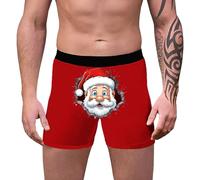 Generisch Biancheria intima natalizia da uomo con stampa 3D, design traspirante, comoda funzione di vita media in stile boyshort moderno per un ottimale, Colore: rosso, XXL