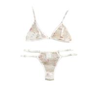 Generisch Biancheria intima sexy per donna a tre punti ricamo floreale reggiseno biancheria intima divisa set lingerie, Rosa chiaro., L