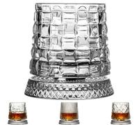 Generisch Bicchiere da whisky rotativo a 360 gradi, con funzione di sollievo dallo stress, stabile base decoupled Crystal Cut Cocktail Glass, Unique Whiskey Gift (StyleC)